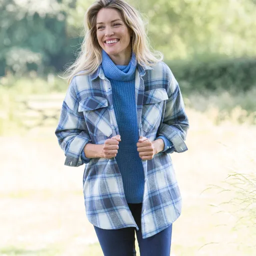 Kockovaná košeľová bunda z česaného flanelu