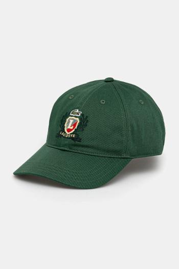 Bavlnená šiltovka Lacoste zelená farba, s nášivkou, RK9455