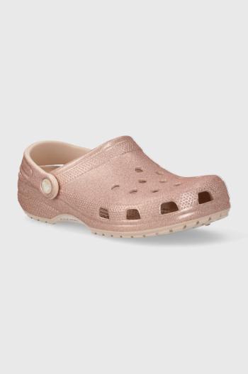 Šľapky Crocs Classic Glitter Clog dámske, ružová farba, 205942