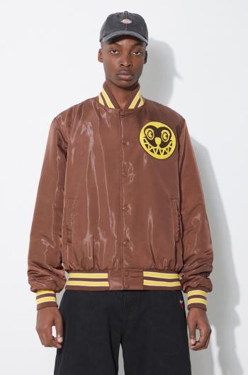 Bunda ICECREAM Satin Bomber Jacket pánska, hnedá farba, prechodná, IC24107