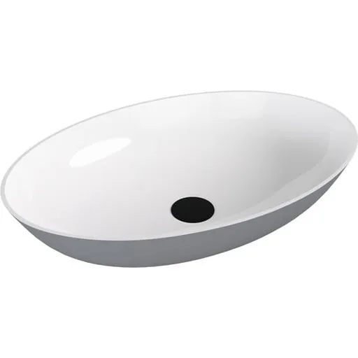 Polysan Banera umývadlo na dosku 60x40 cm bílá/šedá matná mat bez prepadu 14397.32