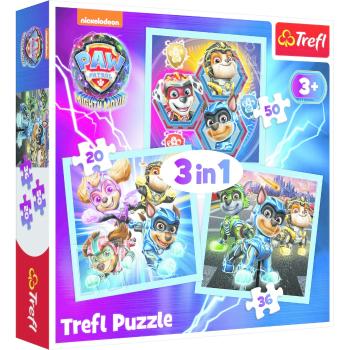 Puzzle 3v1 Mocné šteňatá Labková patrola/Paw Patrol, 20x19,5 cm, v krabici 28x28x6 cm