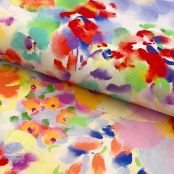 Viskóza STRETCH Watercolour flowers design B digital print