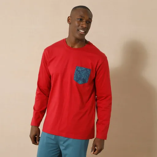 Pyžamové tričko s vreckom a dlhými rukávmi