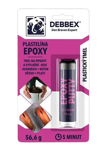 DEBBEX EPOXY PLASTELÍNA - Lepiaca a tesniaca epoxidová hmota svetlá čierna 56,6 g