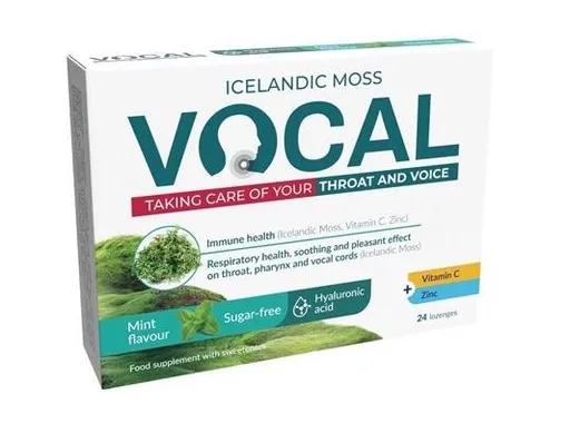 Vocal HA pastilky s mätovou príchuťou, bez cukru 24 ks