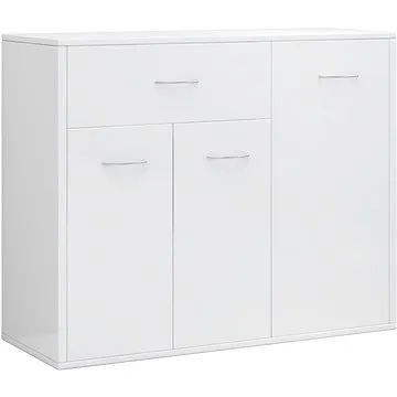 Príborník biely s vysokým leskom 88 × 30 × 70 cm drevotrieska (800681)