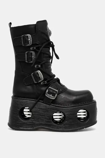 Kožená obuv New Rock ITALI Y NOMADA NEGRO + SPACE MUELLES