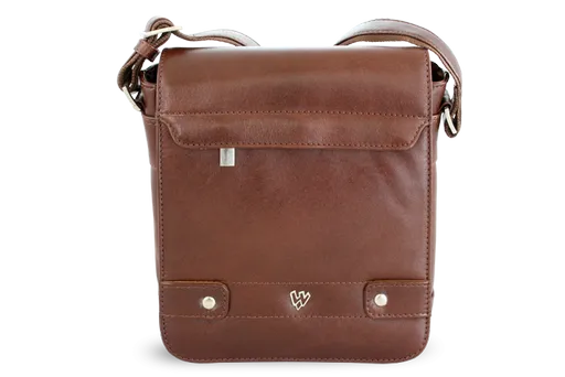 Malý hnedý pánsky kožený crossbag s poklopom 215-1701-40