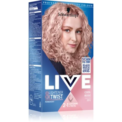 Schwarzkopf LIVE Lightener & Twist permanentná farba na vlasy na zosvetlenie vlasov odtieň 101 Cool Rose 1 ks