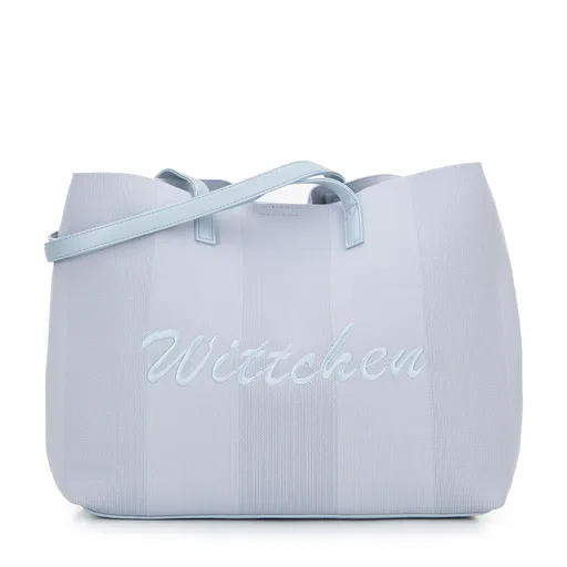 Veľká kabelka shopper s prvkami ekokože modrá 100-4Y-401-N