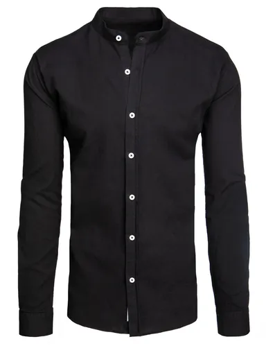 Košeľa pánska čierna so stojačikom a dlhým rukávom Dstreet DX2637