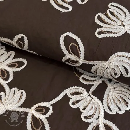 Bavlnená látka EMBROIDERY Loom En Light brown