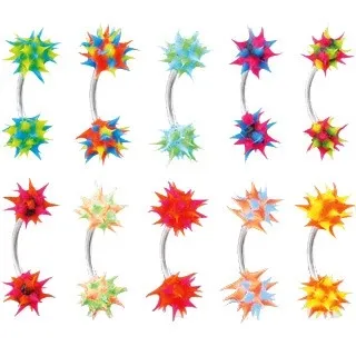 Piercing do obočia so silikónovým farebným ježkom - Farba piercing: Zelená - Aqua modrá