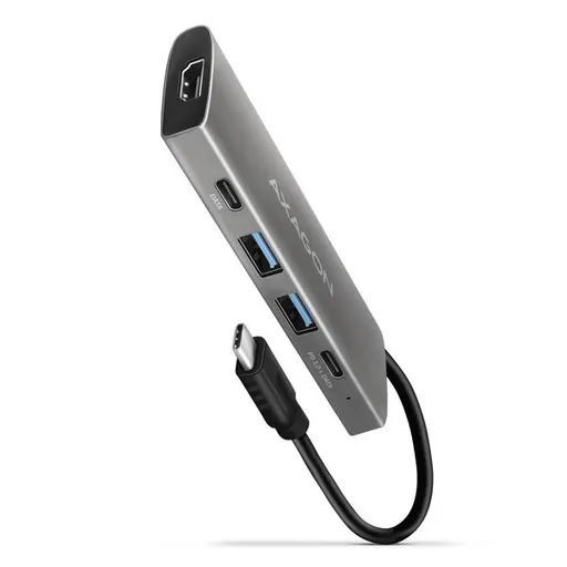 AXAGON HMC-5G21, USB 10Gb/s húb, porty 2x USB-A, 2x USB-C, HDMI 4k/30, PD 60W, kábel USB-C 13cm