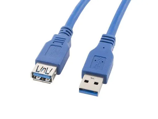 LANBERG USB-A M/F 3.0 kábel 3m, modrý