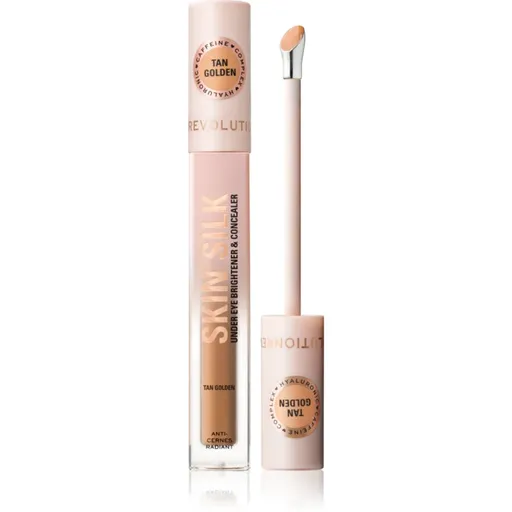 Makeup Revolution Skin Silk Under Eye Brightener & Concealer rozjasňujúci korektor odtieň Tan Golden 4 ml