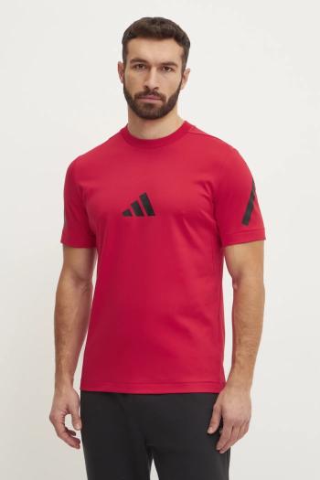 Bavlnené tričko adidas Z.N.E. pánske, červená farba, s potlačou, JC7922