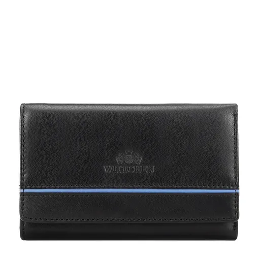 Dámska kožená peňaženka s kontrastnou vsadkou, čierna 14-1-957-1