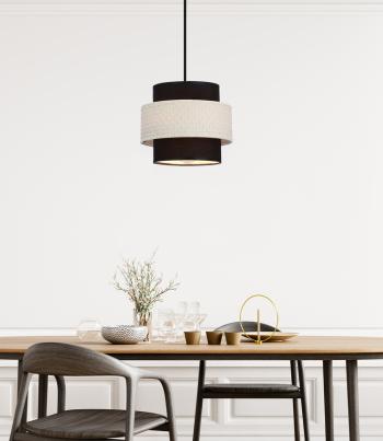 Závesná lampa Benta čierna 1x40W e27 tienidlo čierne+krémové