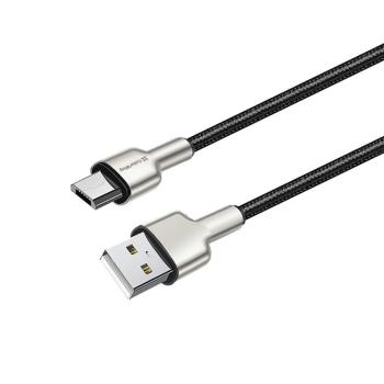 COLORWAY CABLE USB - MICROUSB (HEAD METAL) 2.4A 1M BLACK (CW-CBUM046-BK)