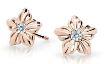 Cutie Jewellery Detské kvietkové náušnice z ružového zlata C2238-30-X-4 biela