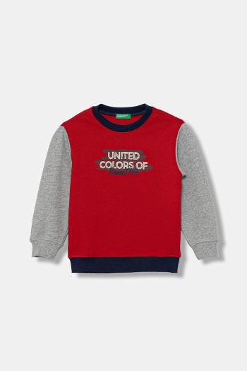 Detská bavlnená mikina United Colors of Benetton červená farba, s potlačou, 3J70G10JY