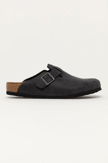 Nubukové šľapky Birkenstock Boston SFB čierna farba, 59461