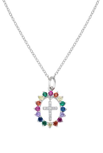 Amen Hravý strieborný náhrdelník so zirkónmi Cross CLGHCRBMZ (retiazka, prívesok)