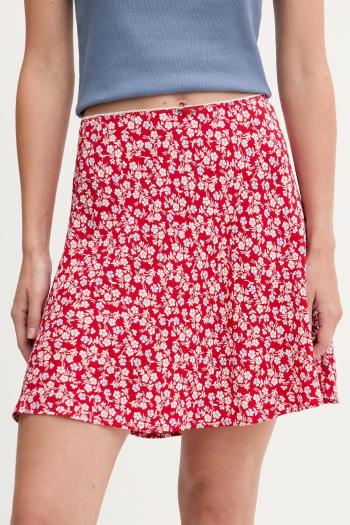 Sukňa Tommy Jeans červená farba, mini, áčkový strih, DW0DW20981