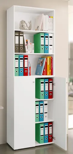 VCM Kancelářská skříň Lona 2XL s otočnými dveřmi + policí, bílá