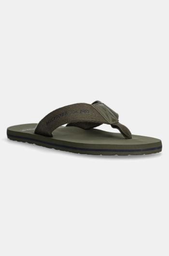 Šľapky Tommy Hilfiger HILFIGER 85 BEACH SANDAL pánske, zelená farba, FM0FM05339