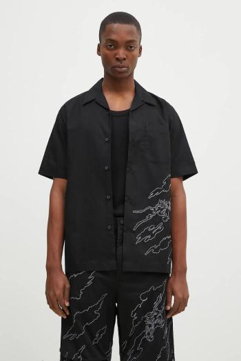 Bavlnená košeľa Maharishi Dpm: Sparse Bonsai Camo Shirt pánska, čierna farba, voľný strih, 5336.BLACK