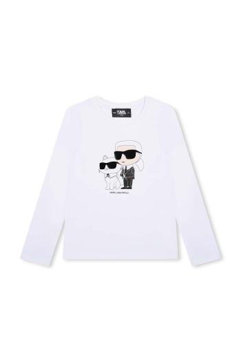 Detské tričko s dlhým rukávom Karl Lagerfeld biela farba, Z30209