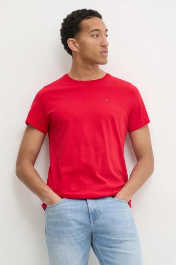 Bavlnené tričko Tommy Jeans pánske, červená farba, jednofarebné, DM0DM04411