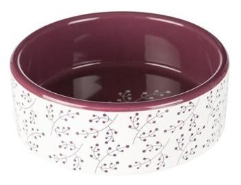 Trixie Bowl, flower motif, ceramic, 0.3 l/ř 12 cm, white/berry