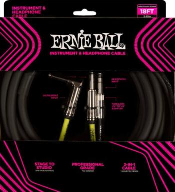 Ernie Ball Instrument and Headphone Cable 5,49 m Rovný - Zalomený Nástrojový kábel