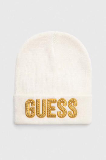 Detská čiapka Guess biela farba biela, z tenkej pleteniny