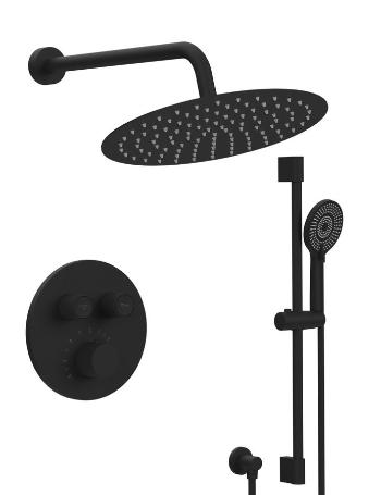 SAPHO SAPHO - SMART SELECT sprchový set s termostatickou batériou, 2 výstupy, posuvný držiak sprchy, čierna mat RP032B-02