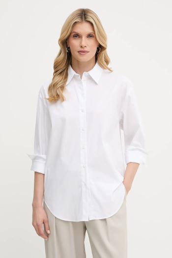 Košeľa Calvin Klein biela farba, voľný strih, s klasickým golierom, LV044B160G