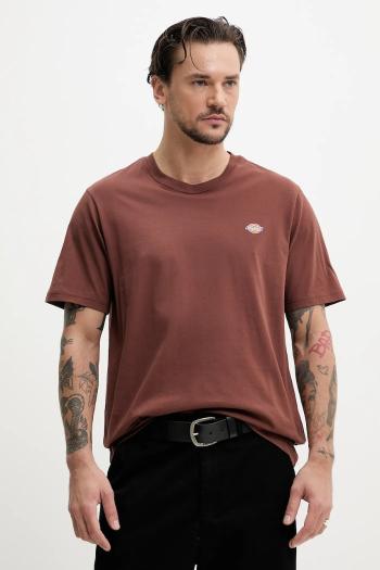 Bavlnené tričko Dickies pánske, hnedá farba, jednofarebné, DK0A4XDBK471