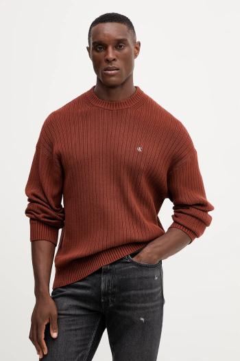 Bavlnený sveter Calvin Klein Jeans hnedá farba, LV04RD314G