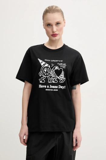 Bavlnené tričko Moschino Jeans dámske, čierna farba, 0714 3732