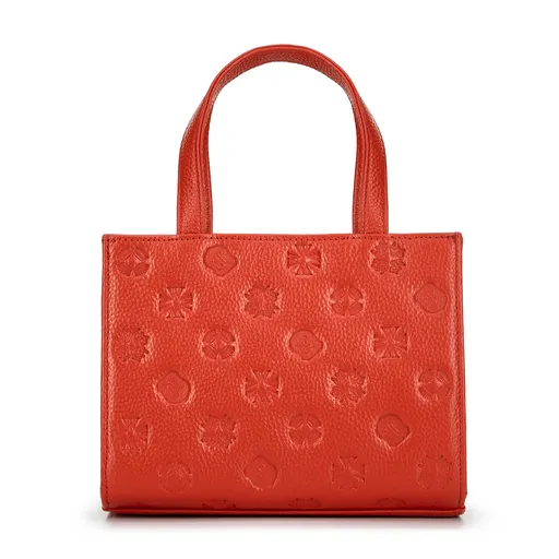 Kožená crossbody kabelka s razením oranžová 99-4E-303-6