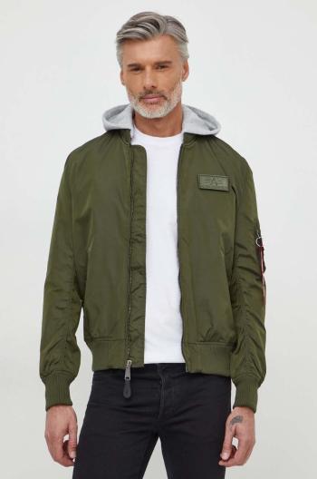 Bunda Alpha Industries MA-1 TT Hood pánska, zelená farba, prechodná