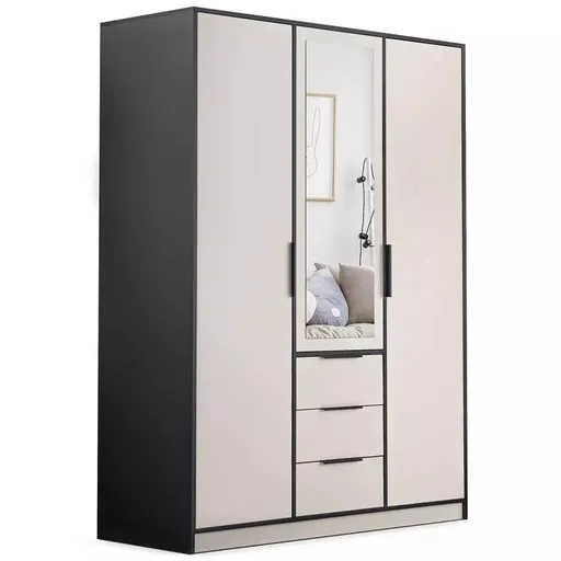ArtStol Šatníková skriňa LATI D3 | čierna/kašmír