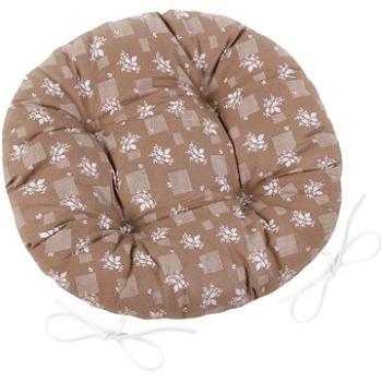 Bellatex Adela prešívaný okrúhly – priemer 40 cm – hnedý kvietok (5675)