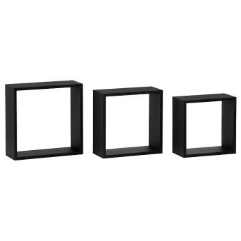 Etajeră de perete set 3 buc., negru mat,30 x 11,7, 27 x 11,7, 24 x 11,7 cm, negru