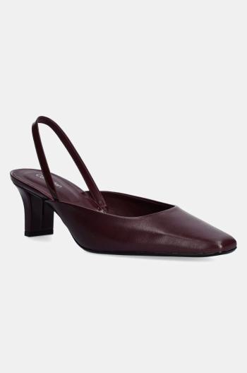Kožené lodičky Calvin Klein HEEL SLING PUMP 50 - LTH bordová farba, na podpätku, s otvorenou pätou, HW0HW02267