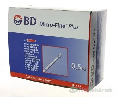BD Micro FINE PLUS inzulínové striekačky s ihlou U-100 30 G 0,5 ml 10 x 10 ks 100 ks